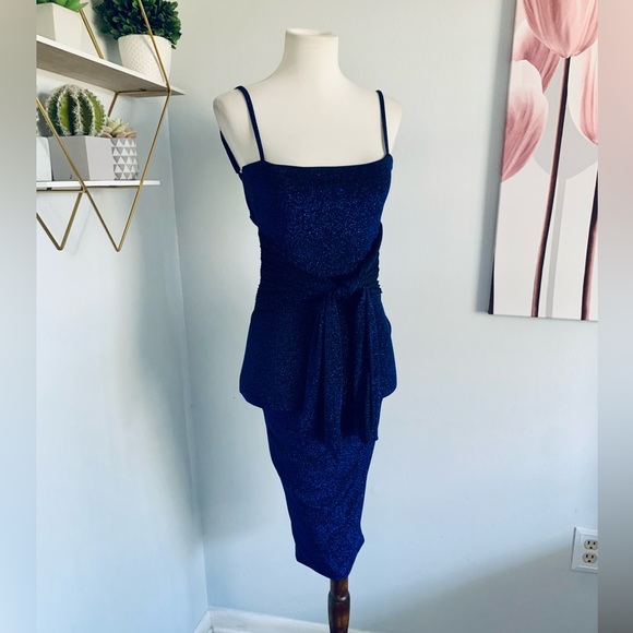 NWT! Nookie • Luna Midi Dress in Navy • Glitter Cocktail • XS • Retail $209 - Picture 5 of 16